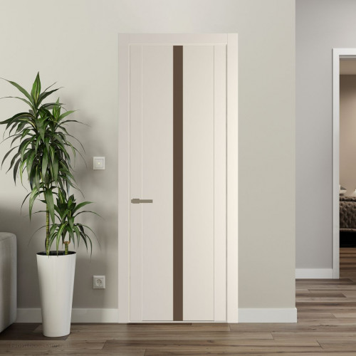 Межкомнатная дверь ProfilDoors 1.8P Кремовая Магнолия Монохром гляссе молдинг Шампань