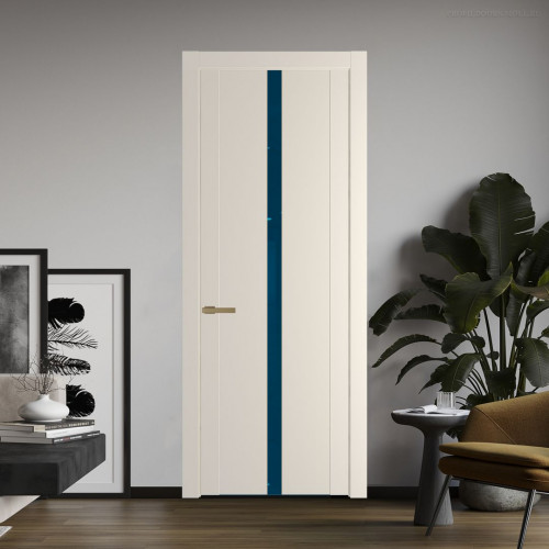 Межкомнатная дверь ProfilDoors 1.8P Кремовая Магнолия Зеркало Blue молдинг Золото