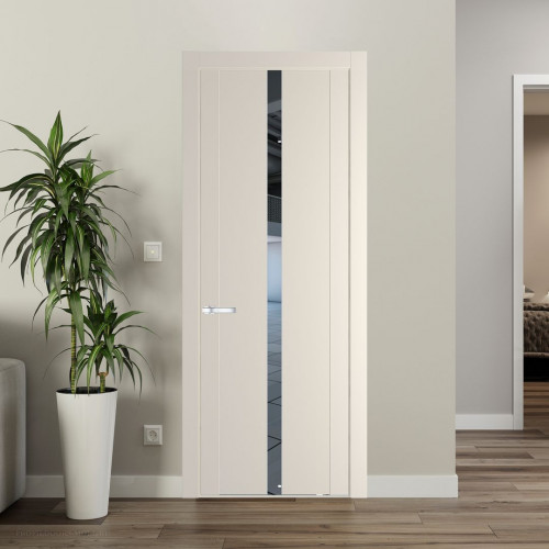 Межкомнатная дверь ProfilDoors 1.8P.O Кремовая Магнолия Зеркало молдинг Серебро