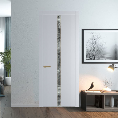 Межкомнатная дверь ProfilDoors 1.8P.O Лайт Грей Атриум серебро молдинг Золото