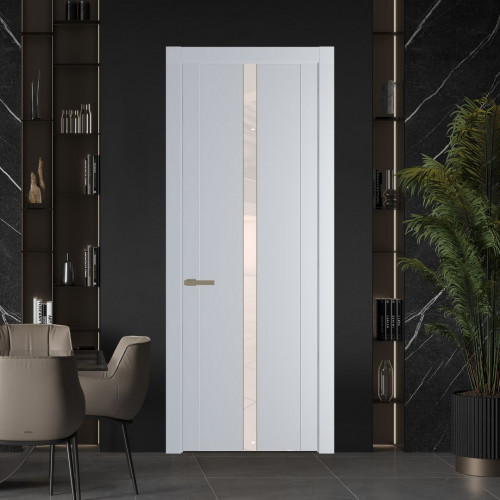 Межкомнатная дверь ProfilDoors 1.8P Лайт Грей Lacobel Перламутровый лак молдинг Шампань