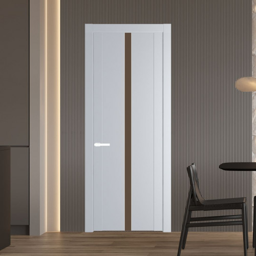 Межкомнатная дверь ProfilDoors 1.8P.O Лайт Грей Монохром гляссе молдинг Вайт
