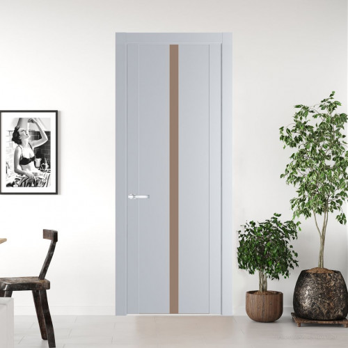 Межкомнатная дверь ProfilDoors 1.8P.O Лайт Грей Монохром капучино молдинг Серебро