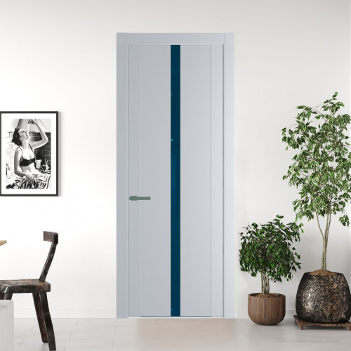 Межкомнатная дверь ProfilDoors 1.8P.O Лайт Грей Зеркало Blue молдинг Зеленый воск