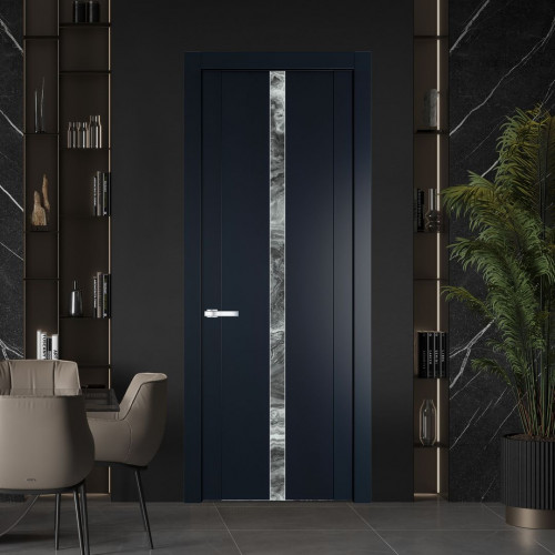 Межкомнатная дверь ProfilDoors 1.8P Нэви Блу Атриум серебро молдинг Серебро