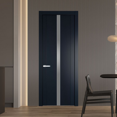 Межкомнатная дверь ProfilDoors 1.8P.O Нэви Блу Lacobel Серебряный лак молдинг Серебро
