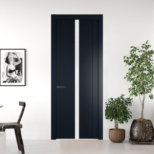 Межкомнатная дверь ProfilDoors 1.8P Нэви Блу Лак классик молдинг Серая ночь