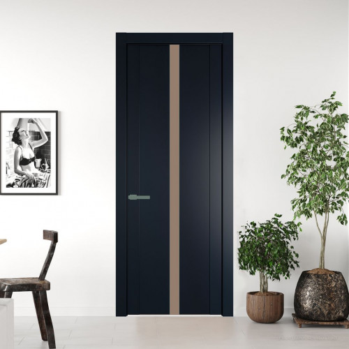 Межкомнатная дверь ProfilDoors 1.8P.O Нэви Блу Монохром капучино молдинг Зеленый воск