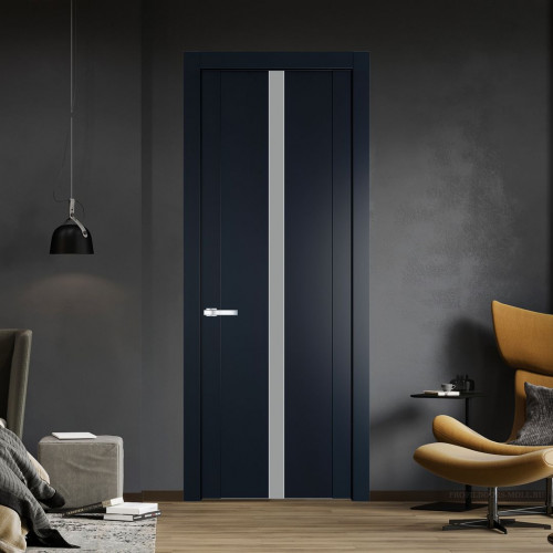 Межкомнатная дверь ProfilDoors 1.8P Нэви Блу Монохром серый молдинг Серебро