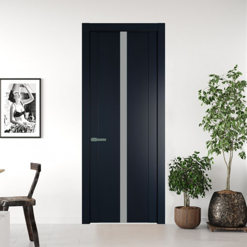 Межкомнатная дверь ProfilDoors 1.8P.O Нэви Блу Монохром серый молдинг Зеленый воск