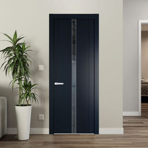 Межкомнатная дверь ProfilDoors 1.8P.O Нэви Блу Зеркало Grey молдинг Серебро