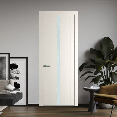 Межкомнатная дверь ProfilDoors 1.8P.O Перламутр белый Lacobel Белый лак молдинг Зеленый воск