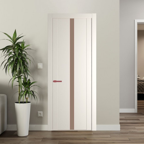 Межкомнатная дверь ProfilDoors 1.8P.O Перламутр белый Монохром капучино молдинг Красный антрацит