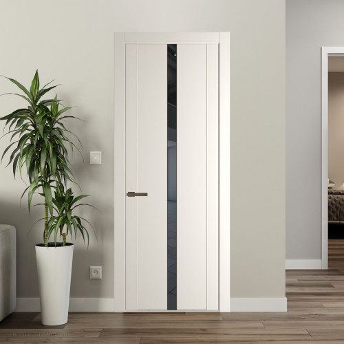 Межкомнатная дверь ProfilDoors 1.8P Перламутр белый Зеркало Grey молдинг Деорэ