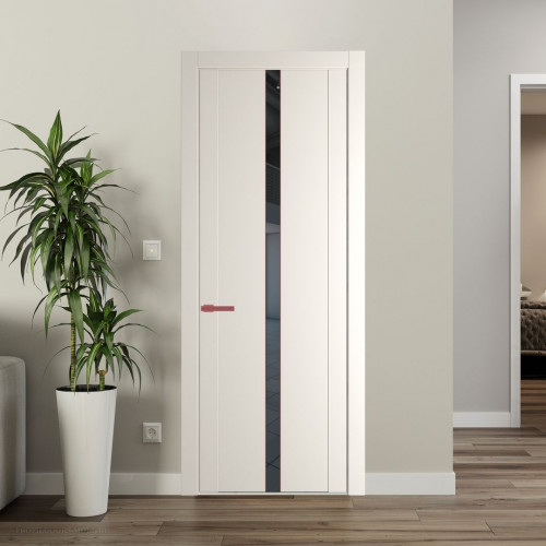 Межкомнатная дверь ProfilDoors 1.8P.O Перламутр белый Зеркало Grey молдинг Красный антрацит