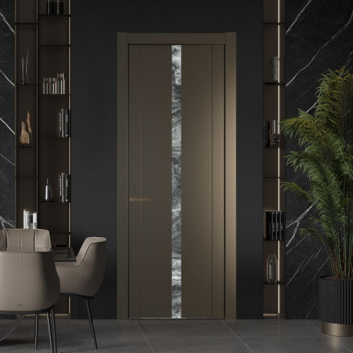 Межкомнатная дверь ProfilDoors 1.8P Перламутр бронза Атриум серебро молдинг Деорэ