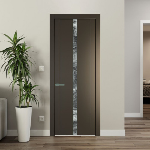 Межкомнатная дверь ProfilDoors 1.8P Перламутр бронза Атриум серебро молдинг Зеленый воск