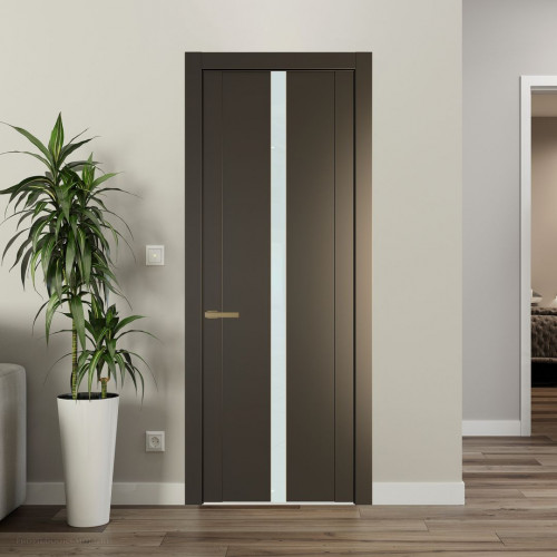 Межкомнатная дверь ProfilDoors 1.8P.O Перламутр бронза Lacobel Белый лак молдинг Золото
