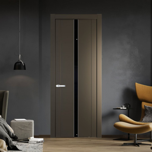 Межкомнатная дверь ProfilDoors 1.8P Перламутр бронза Lacobel Черный лак молдинг Серебро