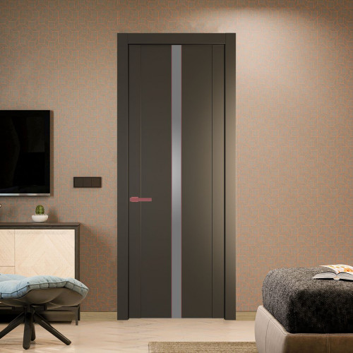 Межкомнатная дверь ProfilDoors 1.8P Перламутр бронза Lacobel Серебряный лак молдинг Красный антрацит