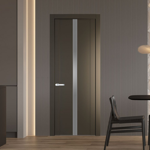 Межкомнатная дверь ProfilDoors 1.8P Перламутр бронза Lacobel Серебряный лак молдинг Серебро