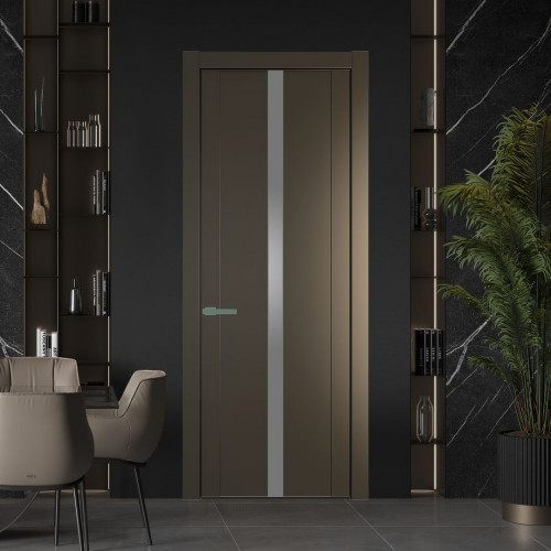 Межкомнатная дверь ProfilDoors 1.8P.O Перламутр бронза Lacobel Серебряный лак молдинг Зеленый воск
