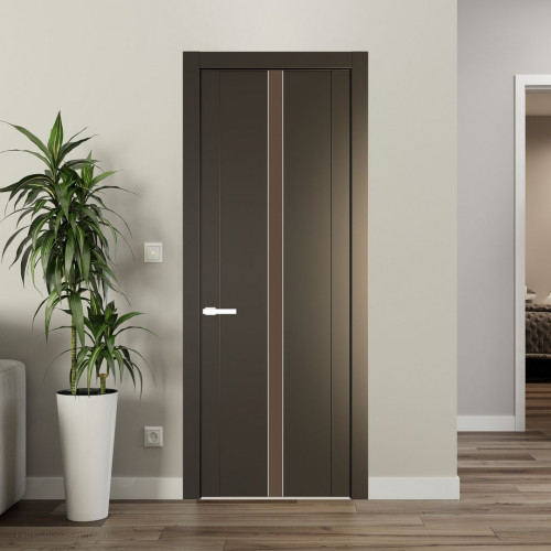 Межкомнатная дверь ProfilDoors 1.8P.O Перламутр бронза Монохром гляссе молдинг Вайт