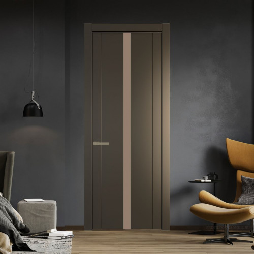 Межкомнатная дверь ProfilDoors 1.8P.O Перламутр бронза Монохром капучино молдинг Шампань