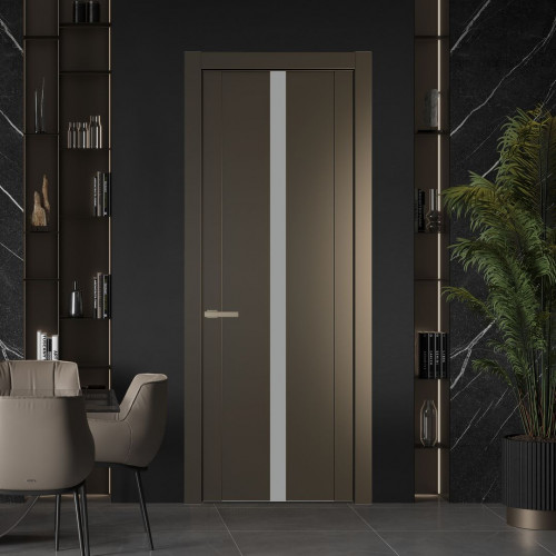 Межкомнатная дверь ProfilDoors 1.8P.O Перламутр бронза Монохром серый молдинг Никель матовый