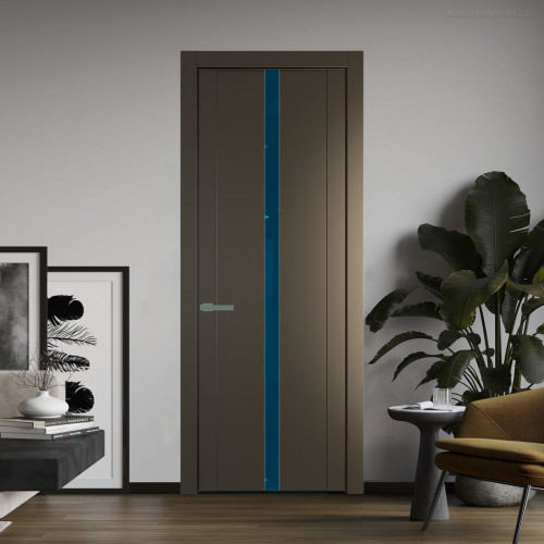 Межкомнатная дверь ProfilDoors 1.8P.O Перламутр бронза Зеркало Blue молдинг Зеленый воск