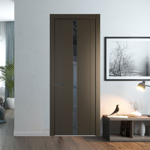 Межкомнатная дверь ProfilDoors 1.8P.O Перламутр бронза Зеркало Grey молдинг Серая ночь