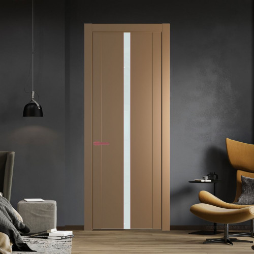 Межкомнатная дверь ProfilDoors 1.8P.O Перламутр золото Lacobel Белый лак молдинг Красный антрацит