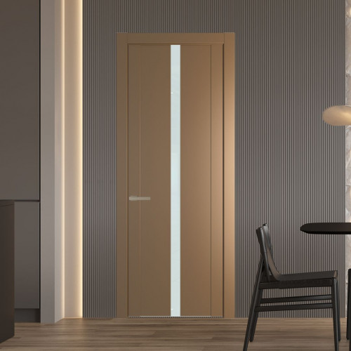 Межкомнатная дверь ProfilDoors 1.8P.O Перламутр золото Lacobel Белый лак молдинг Никель матовый