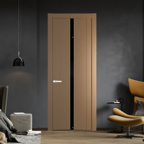 Межкомнатная дверь ProfilDoors 1.8P Перламутр золото Lacobel Черный лак молдинг Серебро
