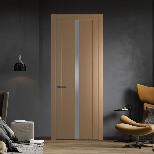 Межкомнатная дверь ProfilDoors 1.8P Перламутр золото Lacobel Серебряный лак молдинг Серая ночь