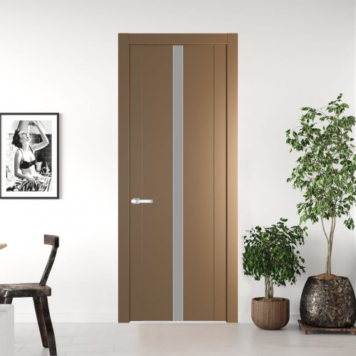 Межкомнатная дверь ProfilDoors 1.8P Перламутр золото Монохром серый молдинг Серебро