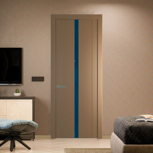 Межкомнатная дверь ProfilDoors 1.8P.O Перламутр золото Зеркало Blue молдинг Зеленый воск