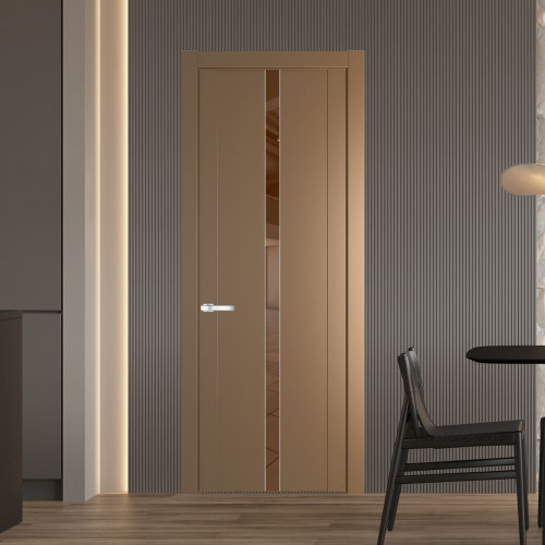 Межкомнатная дверь ProfilDoors 1.8P.O Перламутр золото Зеркало Bronza молдинг Серебро