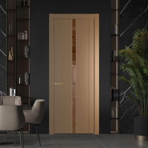 Межкомнатная дверь ProfilDoors 1.8P Перламутр золото Зеркало Bronza молдинг Золото