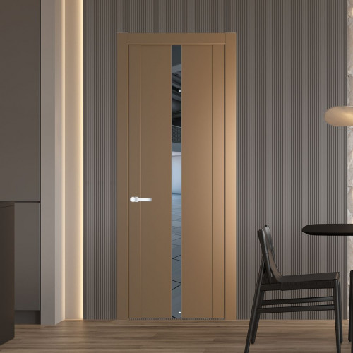 Межкомнатная дверь ProfilDoors 1.8P.O Перламутр золото Зеркало молдинг Серебро