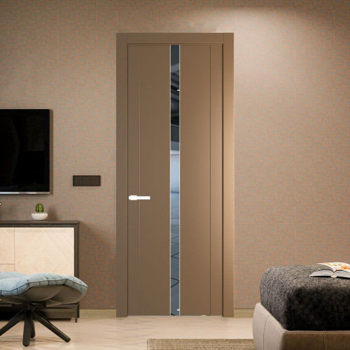 Межкомнатная дверь ProfilDoors 1.8P Перламутр золото Зеркало молдинг Вайт