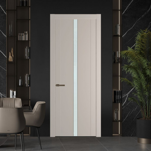 Межкомнатная дверь ProfilDoors 1.8P Сэнд Lacobel Белый лак молдинг Деорэ