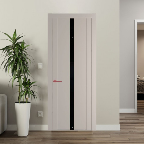 Межкомнатная дверь ProfilDoors 1.8P.O Сэнд Lacobel Черный лак молдинг Красный антрацит