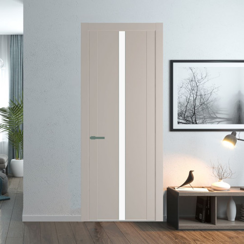 Межкомнатная дверь ProfilDoors 1.8P.O Сэнд Монохром белый просветленный молдинг Зеленый воск