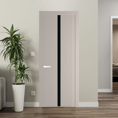 Межкомнатная дверь ProfilDoors 1.8P.O Сэнд Монохром черный молдинг Вайт