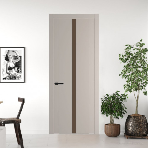 Межкомнатная дверь ProfilDoors 1.8P Сэнд Монохром гляссе молдинг Черный матовый