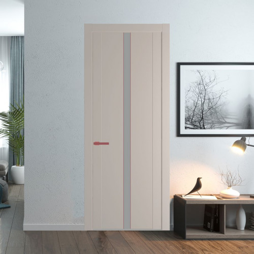 Межкомнатная дверь ProfilDoors 1.8P Сэнд Монохром серый молдинг Красный антрацит
