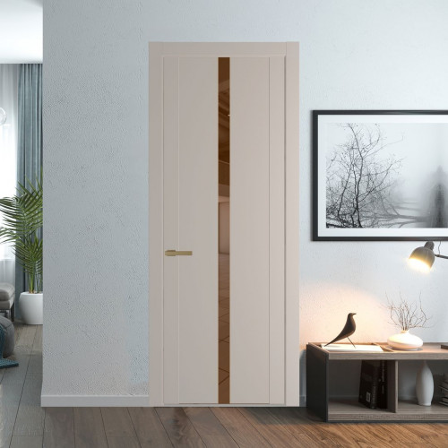 Межкомнатная дверь ProfilDoors 1.8P Сэнд Зеркало Bronza молдинг Золото
