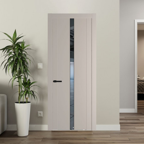 Межкомнатная дверь ProfilDoors 1.8P.O Сэнд Зеркало молдинг Черный матовый