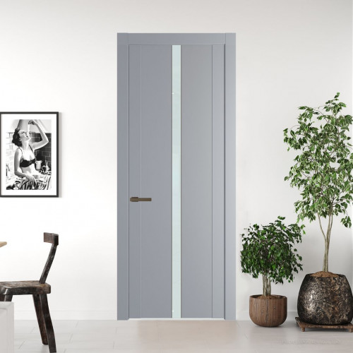 Межкомнатная дверь ProfilDoors 1.8P.O Смоки Lacobel Белый лак молдинг Деорэ